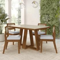 Conjunto Mesa Lins 4 Cadeiras Sextavada Freijó/off/material sintético Branco - M.a - A Móveis Arapongas