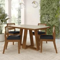 Conjunto Mesa Lins 4 Cadeiras Sextavada Freijó/off/material sintético Preto - M.a