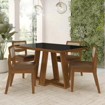 Conjunto Mesa Lins 4 Cadeiras Sextavada Freijó/pto/cori Caramelo - M.a