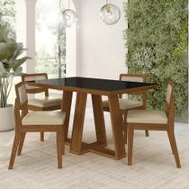 Conjunto Mesa Lins 4 Cadeiras Sextavada Freijó/pto/material sintético Bege - M.a