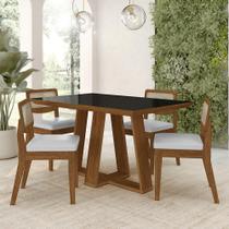 Conjunto Mesa Lins 4 Cadeiras Sextavada Freijó/pto/material sintético Branco - M.a