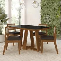 Conjunto Mesa Lins 4 Cadeiras Sextavada Freijó/pto/material sintético Marrom - M.a