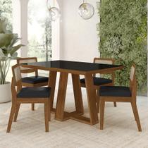 Conjunto Mesa Lins 4 Cadeiras Sextavada Freijó/pto/material sintético Preto - M.a