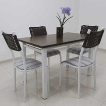 Conjunto Mesa Lisboa 120 cm com 4 Cadeiras Milão Quality Aço