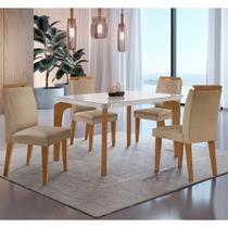 Conjunto Mesa Liz 120cm Com Vidro Cp 4 Cadeiras Athenas Moderna Turim Off White Imbuia Conjunto Mesa Liz 120cm Com Vidro Cp 4 Cadeiras Athenas Moderna Turim Off White Imbuia
