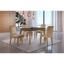 Conjunto Mesa Liz 120cm Mdf 4 Cadeiras Athenas Grafite