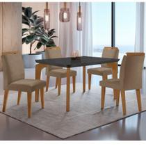 Conjunto Mesa Liz 120cm Mdf 4 Cadeiras Athenas Moderna Vel. Capuccino Grafite Imbuia Conjunto Mesa Liz 120cm Mdf 4 Cadeiras Athenas Moderna Vel. Capuccino Grafite Imbuia