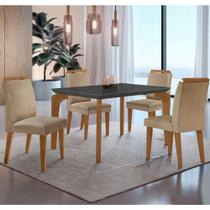 Conjunto Mesa Liz 120cm Mdf Com 4 Cadeiras Athenas Moderna Turim / Grafite / Imbuia Conjunto Mesa Liz 120cm Mdf Com 4 Cadeiras Athenas Moderna Turim / Grafite / Imbuia