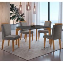 Conjunto Mesa Liz 120cm Mdf Com 4 Cadeiras Athenas Moderna Veludo Grafite E Imbuia Conjunto Mesa Liz 120cm Mdf Com 4 Cadeiras Athenas Moderna Veludo Grafite E Imbuia