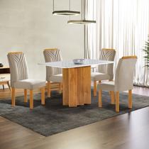 Conjunto Mesa Lorena 120cmx80cm com 4 Cadeiras Celeste Tampo Londres com Vidro