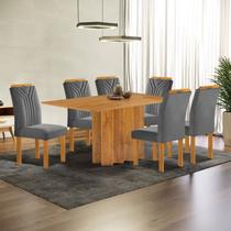 Conjunto Mesa Lorena 160cm X 80cm com 6 Cadeiras Celeste Tampo Londres sem Vidro Conjunto Mesa Lorena 160cm X 80cm com 6 Cadeiras Celeste Tampo Londres sem Vidro