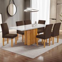 Conjunto Mesa Lorena 160cmx80cm com 6 Cadeiras Espanha Tampo Dakota Plus com Vidro Conjunto Mesa Lorena 160cmx80cm com 6 Cadeiras Espanha Tampo Dakota Plus com Vidro