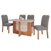 Conjunto Mesa Louise 1,30 com 4 Cadeiras Paola Wood Cinamomo/Off/Mad/Joli Conjunto Mesa Louise 1,30 com 4 Cadeiras Paola Wood Cinamomo/Off/Mad/Joli