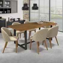 Conjunto Mesa Madeira Maciça com 6 Cadeiras Ediane Yescasa