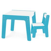Conjunto Mesa Mais Cadeira Infantil Azul Junges