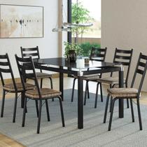 Conjunto Mesa Malva 140x80cm com 6 Cadeiras Rattan New Conjunto Mesa Malva 140x80cm com 6 Cadeiras Rattan New