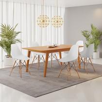Conjunto Mesa MDF com 6 Cadeiras Eames PP Yescasa Branco/Cinamomo
