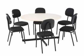 Conjunto Mesa Mdp 25mm Redonda Ovo c/ 6 Cadeiras Estofadas Conjunto Mesa Mdp 25mm Redonda Ovo c/ 6 Cadeiras Estofadas
