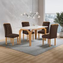 Conjunto Mesa Melina 120cmx90cm com 4 Cadeiras Carolina Tampo Smart Plus com Vidro