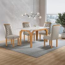 Conjunto Mesa Melina 120cmx90cm com 4 Cadeiras Carolina Tampo Smart Plus com Vidro