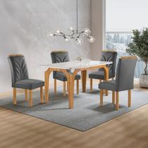 Conjunto Mesa Melina 120cmx90cm com 4 Cadeiras Carolina Tampo Smart Plus com Vidro
