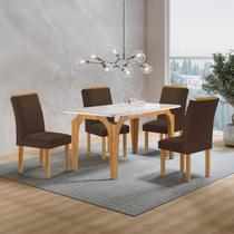 Conjunto Mesa Melina 120cmx90cm com 4 Cadeiras Luisa Tampo Smart Plus com Vidro