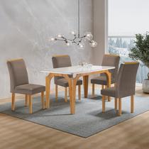 Conjunto Mesa Melina 120cmx90cm com 4 Cadeiras Luisa Tampo Smart Plus com Vidro