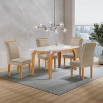 Conjunto Mesa Melina 120cmx90cm com 4 Cadeiras Luisa Tampo Smart Plus com Vidro