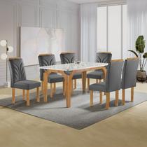 Conjunto Mesa Melina 170cmx90cm com 6 Cadeiras Carolina Tampo Smart Plus com Vidro