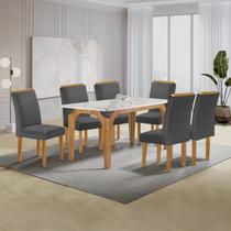 Conjunto Mesa Melina 170cmx90cm com 6 Cadeiras Luisa Tampo Smart Plus com Vidro