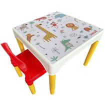 Conjunto Mesa Mesinha Infantil Com 1 Cadeira Escolar Plástica Camaleão