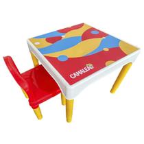 Conjunto Mesa Mesinha Infantil Com 1 Cadeira Escolar Plástica Camaleão