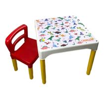 Conjunto Mesa Mesinha Infantil Com 1 Cadeira Escolar Plástica Camaleão