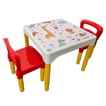 Conjunto Mesa Mesinha Infantil Com 2 Cadeiras Escolar Plástica Camaleão