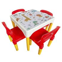 Conjunto Mesa Mesinha Infantil Com 4 Cadeiras Escolar Plástica Camaleão