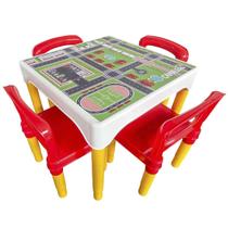 Conjunto Mesa Mesinha Infantil Com 4 Cadeiras Escolar Plástica Camaleão