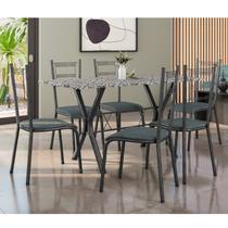 Conjunto Mesa Miami 150cm Granito 6 cadeiras Santiago Assento material sintético