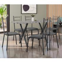 Conjunto Mesa Miami 150cm Granito 6 Cadeiras Santiago Assento material sintético