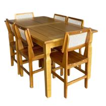 Conjunto Mesa Mineirinha 1,60m Com 6 Cadeiras Colonial Em Madeira De Lei Maciça Vivá Móveis