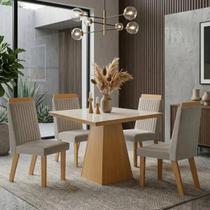 Conjunto Mesa Moderno Cadeiras Compacta Jantar Vidro Suede Capuccino Liso Conjunto Mesa Moderno Cadeiras Compacta Jantar Vidro Suede Capuccino Liso
