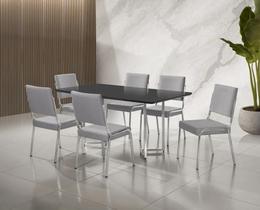 Conjunto mesa napoli cr rt 1,60x0,90 mdf c/vidro-6 cad.rainha new tapecada cr - b - a-514 - prt Conjunto mesa napoli cr rt 1,60x0,90 mdf c/vidro-6 cad.rainha new tapecada cr - b - a-514 - prt