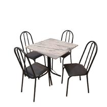 Conjunto Mesa Nevada 75x75cm com 4 Lugares Tubo, Acento e Encosto Preto Moura