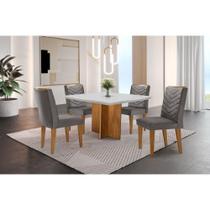 Conjunto Mesa Olímpia 90cm Em Mdf 4 Cadeiras Off White