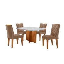 Conjunto Mesa Olímpia 90cm Tampo Mdf 4 Cadeiras Liz Moderna Veludo Capuccino Off White Imbuia Conjunto Mesa Olímpia 90cm Tampo Mdf 4 Cadeiras Liz Moderna Veludo Capuccino Off White Imbuia