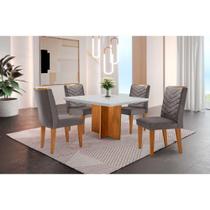 Conjunto Mesa Olímpia 90cm Tampo Mdf 4 Cadeiras Off White