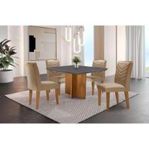 Conjunto Mesa Olímpia Em Mdf Com 4 Cadeiras Liz Grafite