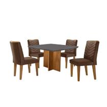 Conjunto Mesa Olímpia Em Mdf Com 4 Cadeiras Liz Moderna Veludo Marrom Grafite Imbuia Conjunto Mesa Olímpia Em Mdf Com 4 Cadeiras Liz Moderna Veludo Marrom Grafite Imbuia