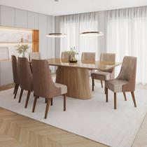 Conjunto Mesa Olívia 200cm com Vidro 08 Cadeiras Ivy