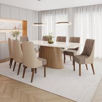 Conjunto Mesa Olívia 200cm com Vidro 8 Cadeiras Ivy
