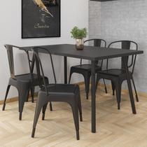 Conjunto Mesa Orbit com 4 Cadeiras de Jantar Tolix Industrial Aço Espresso Móveis